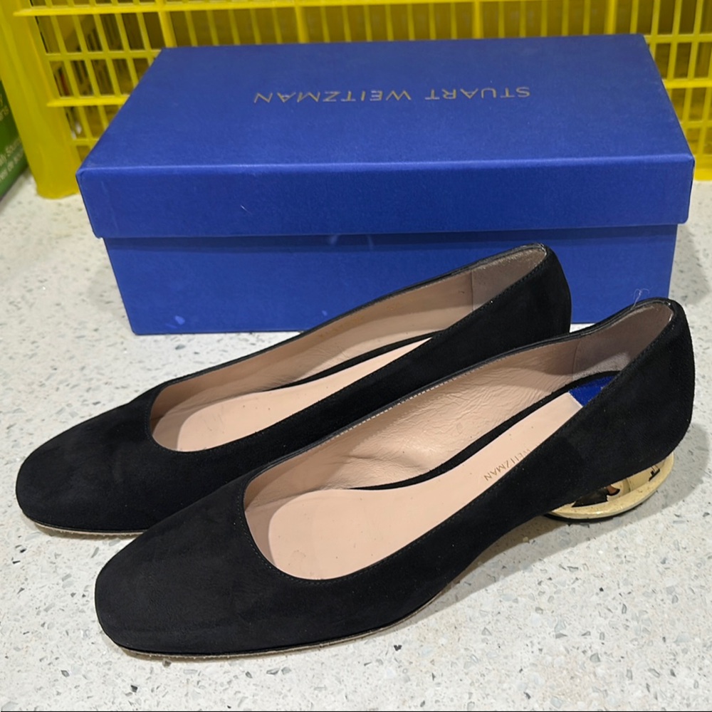 Stuart Weitzman Black Flats Sleek Minimalist Design